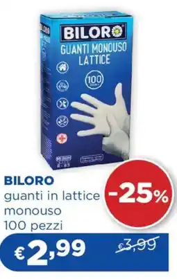 Acqua & Sapone BILORO guanti in lattice monouso 100 pezzi offerta