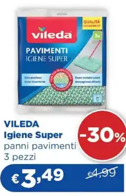Acqua & Sapone VILEDA Igiene Super panni pavimenti 3 pezzi offerta