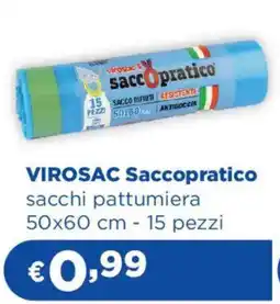 Acqua & Sapone VIROSAC Saccopratico sacchi pattumiera 50x60 cm - 15 pezzi offerta