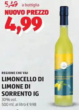 ALDI Regione che vai limoncello di limone di sorrento IG offerta