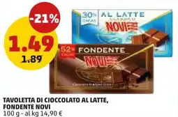 PENNY Tavoletta di cioccolato al latte, fondente NOVI offerta