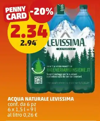 PENNY Acqua naturale LEVISSIMA offerta