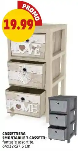 PENNY Cassettiera smontabile 3 cassetti offerta
