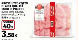 Coop Superstore Prosciutto cotto di alta qualita cuor di piacere buono come al banco, pacco doppio offerta