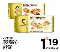 Extra Supermercati Vicenzi minisnack nocciola/ crema offerta