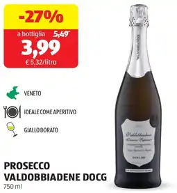 ALDI Prosecco valdobbiadene DOCG offerta