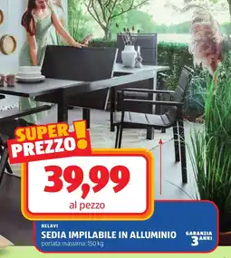 ALDI Belavi sedia impilabile in alluminio offerta