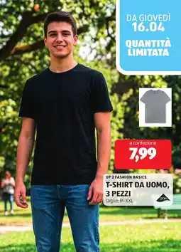 ALDI Up 2 fashion basics t-shirt da uomo offerta