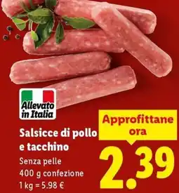 Lidl Salsicce di pollo e tacchino offerta