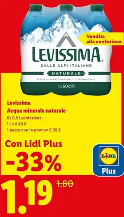 Lidl Levissima Acqua minerale naturale offerta