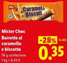 Lidl Mister Choc Barrette al caramello e biscotto offerta