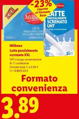 Lidl Milbona Latte parzialmente scremato XXL offerta