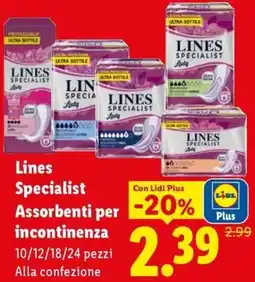 Lidl Lines Specialist Assorbenti per incontinenza offerta