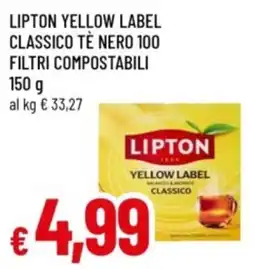 Famila Lipton yellow label classico te nero 100 filtri compostabili offerta