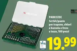 Lidl PARKSIDE Set bit/punte per trapano, chiavi a bussola e frese a tazza, 100 pezzi offerta