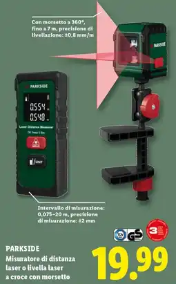 Lidl PARKSIDE Misuratore di distanza laser o livella laser a croce con morsetto offerta