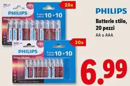 Lidl PHILIPS Batterie stilo, 20 pezzi offerta