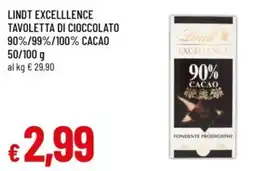 Famila Lindt excellence tavoletta di cioccolato 90%/99%/100% cacao offerta