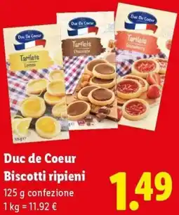 Lidl Duc De Coeur Biscotti ripieni offerta