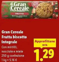 Lidl Gran Cereale Frutta biscotto integrale offerta