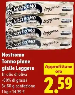 Lidl Nostromo Tonno pinne gialle Leggero offerta