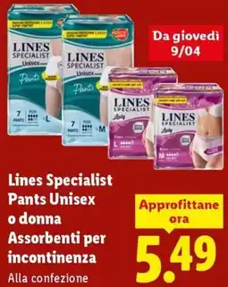 Lidl Lines Specialist Pants Unisex o donna Assorbenti per incontinenza offerta