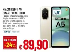Famila Xiaomi redmi A5 smartphone gold offerta