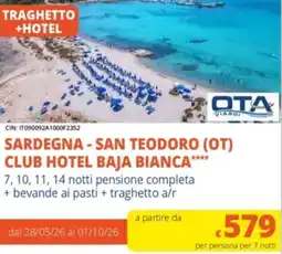 Famila Sardegna - san teodoro (ot) club hotel baja bianca offerta