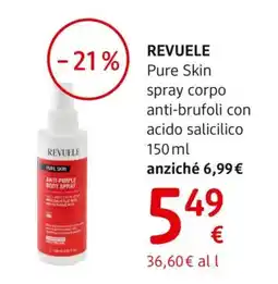 dm drogerie markt REVUELE Pure Skin spray corpo anti-brufoli con acido salicilico offerta