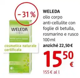 dm drogerie markt WELEDA olio corpo anti-cellulite con foglie di betulla, rosmarino e rusco offerta
