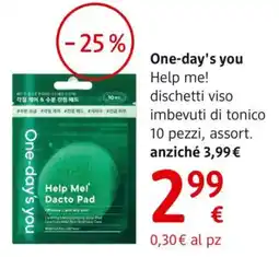dm drogerie markt One-day's you Help me! dischetti viso imbevuti di tonico offerta