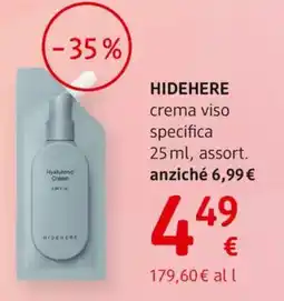 dm drogerie markt HIDEHERE crema viso specifica offerta
