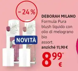dm drogerie markt DEBORAH MILANO Formula Pura blush liquido con olio di melograno bio offerta