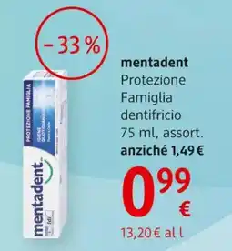 dm drogerie markt mentadent Protezione Famiglia dentifricio offerta