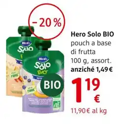 dm drogerie markt Hero Solo BIO pouch a base di frutta offerta