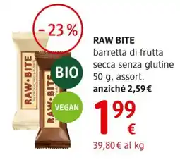 dm drogerie markt RAW BITE barretta di frutta secca senza glutine offerta