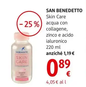 SAN BENEDETTO Skin Care acqua con collagene, zinco e acido ialuronico