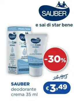 Acqua & Sapone SAUBER deodorante crema 35 ml offerta