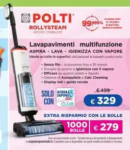 Acqua & Sapone POLTI ROLLYSTEAM WD30C CORDLESS offerta