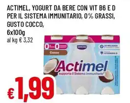Famila Superstore Actimel, yogurt da bere con vit b6 e d per il sistema immunitario, 0% grassi, gusto cocco, offerta