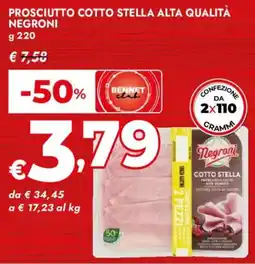 Bennet Prosciutto cotto stella alta qualità NEGRONI offerta