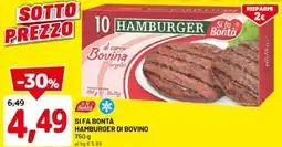DPiù Si fa bontà hamburger di bovino offerta