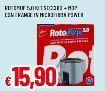 Famila Superstore Rotomop 5.0 kit secchio + mop con frange in microfibra power offerta