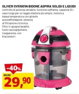 DPiù OLIVER OV51001N BIDONE ASPIRA SOLIDI E LIQUIDI offerta