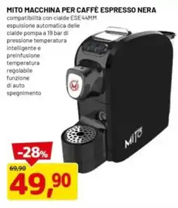 DPiù Mito macchina per caffè espresso nera offerta