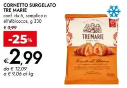 Bennet Cornetto surgelato TRE MARIE offerta