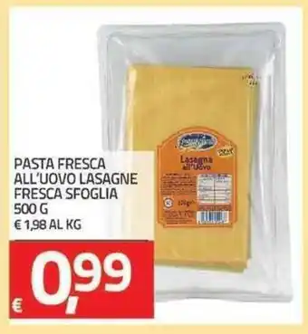 TuoDi Fresca Sfoglia Pasta Fresca All'Uovo Lasagne 500g offerta
