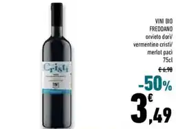 Conad Superstore Vini bio freddano orvieto dorì/ vermentino cristi/ merlot paci offerta