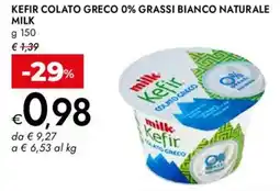 Bennet Kefir colato greco 0% grassi bianco naturale MILK offerta