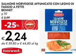 Bennet Salmone norvegese affumicato con legno di faggio a fette BENNET offerta